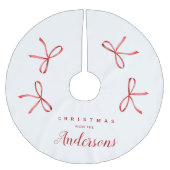 Personalisierte Weihnachtsferien - Rotes Band Polyester Weihnachtsbaumdecke (Vorderseite)