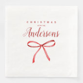 Personalisierte Weihnachtsferien - Rotes Band Serviette (Vorderseite)