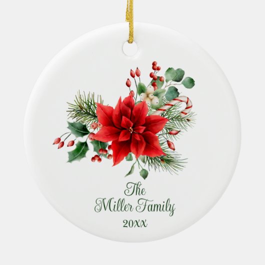 Personalisierte Weihnachtsfloral Keramik Ornament (Hinten)