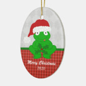 Personalisierte Weihnachtsfrosch-Verzierung Keramik Ornament (Links)