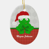 Personalisierte Weihnachtsfrosch-Verzierung Keramik Ornament (Hinten)