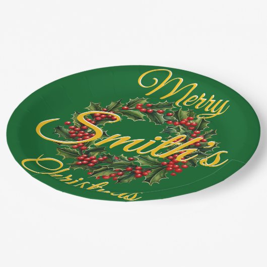 Personalisierte Weihnachtsgarten Pappteller (Schrägansicht)