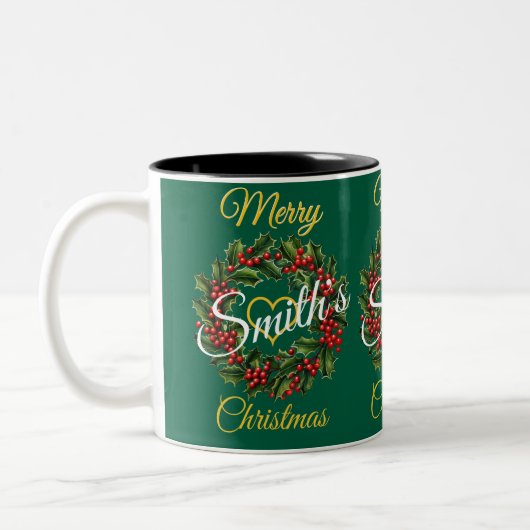 Personalisierte Weihnachtsgarten Zweifarbige Tasse (Links)