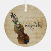 Personalisierte WeihnachtsGeige Ornament Aus Glas (Rückseite)