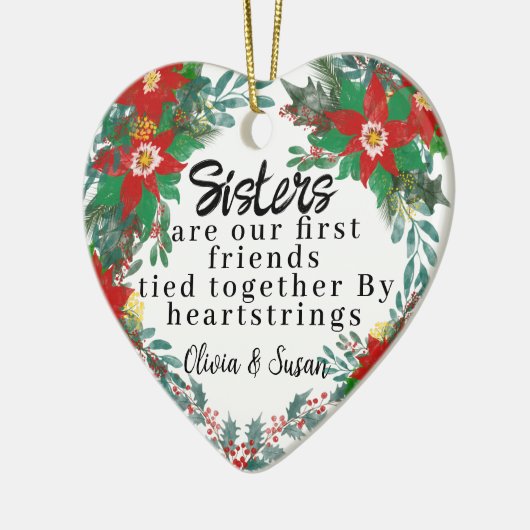 Personalisierte Weihnachtsgeschenke für Schwester Keramik Ornament (Links)