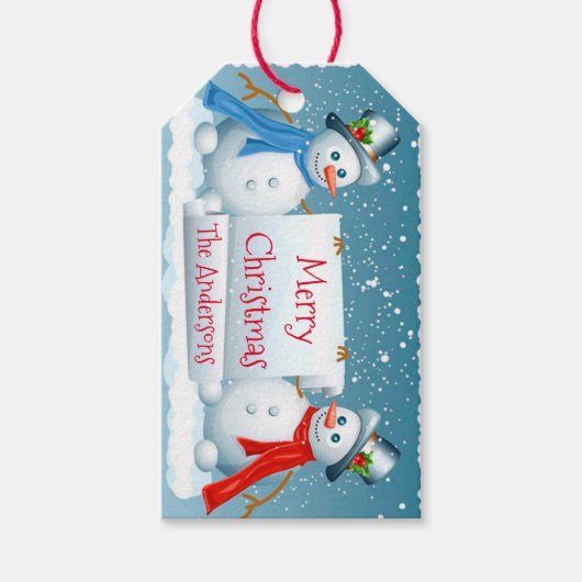 Personalisierte Weihnachtsgeschenke Tags/Snowmen Geschenkanhänger (Vorderseite)