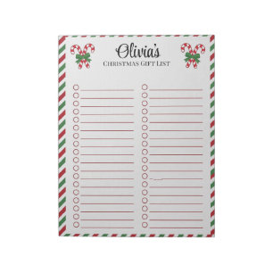Personalisierte Weihnachtsgeschenkliste mit Zucker Notizblock