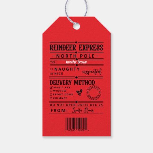 Personalisierte Weihnachtsgeschenktafeln Geschenkanhänger (Vorderseite)