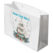 "Personalisierte Weihnachtsgeschenktasche - Festiv Große Geschenktüte (Rückseite Schrägansicht)
