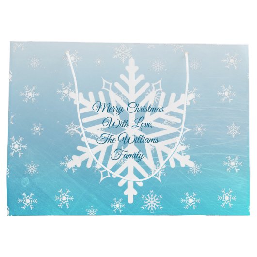 Personalisierte Weihnachtsgeschenktaschen, blaue S Große Geschenktüte (Rückseite)