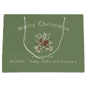 Personalisierte Weihnachtsgeschenktüte Salbeigrün  Große Geschenktüte (Vorderseite)