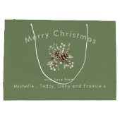 Personalisierte Weihnachtsgeschenktüte Salbeigrün  Große Geschenktüte (Rückseite)