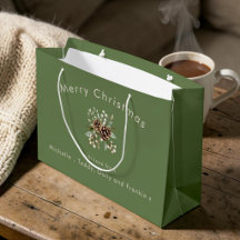 Personalisierte Weihnachtsgeschenktüte Salbeigrün 