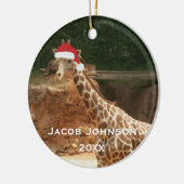 Personalisierte Weihnachtsgiraffen-Verzierung Keramik Ornament (Links)