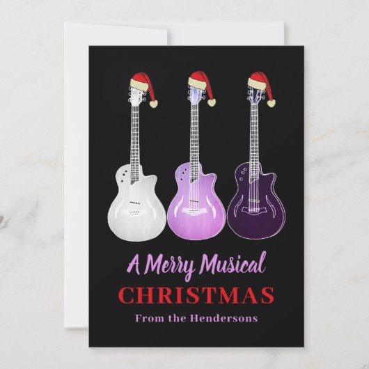 Personalisierte Weihnachtsgitarre Feiertagskarte (Vorderseite)