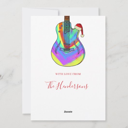 Personalisierte Weihnachtsgitarre Feiertagskarte (Rückseite)