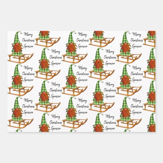 Personalisierte Weihnachtsgnomen Geschenkpapier Set (Vorderseite 2)