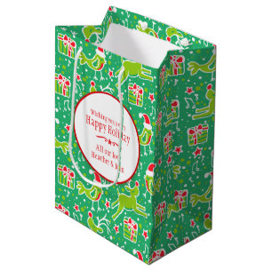 personalisierte Weihnachtsgrün-Geschenktaschen Mittlere Geschenktüte