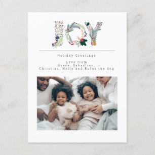 Personalisierte Weihnachtsgrüße Fotografie mit Joy Feiertagspostkarte