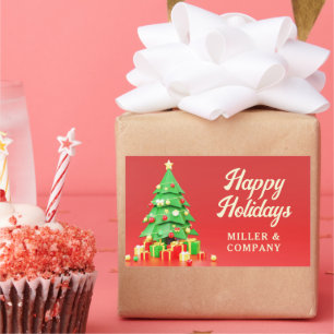 Personalisierte Weihnachtsgrüße für Unternehmen Rechteckiger Aufkleber