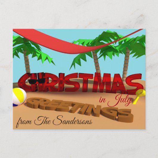Personalisierte Weihnachtsgrüße im Juli Postkarte (Vorderseite)