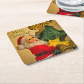 Personalisierte Weihnachtsgrüße vom Weihnachtsmann Rechteckiger Pappuntersetzer (angewinkelt)