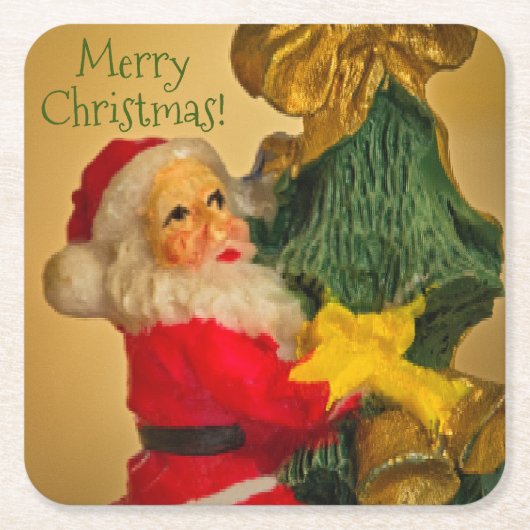 Personalisierte Weihnachtsgrüße vom Weihnachtsmann Rechteckiger Pappuntersetzer (Vorderseite)