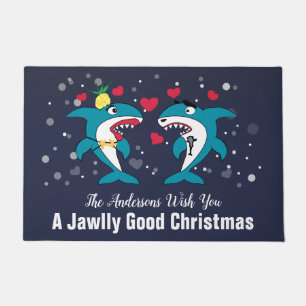 Personalisierte Weihnachtshaie Funny Family Fußmatte