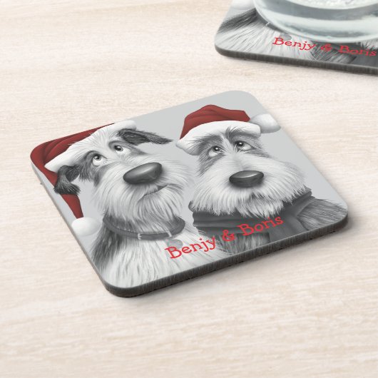 Personalisierte Weihnachtshunde Getränkeuntersetzer (Linke Seite)