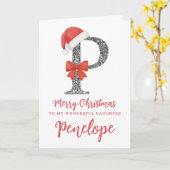 Personalisierte Weihnachtskarte - Buchstabe P Karte (Gelbe Blume)