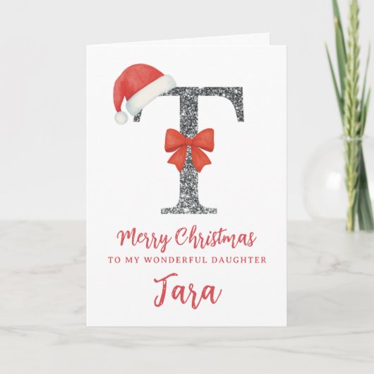 Personalisierte Weihnachtskarte - Buchstabe T Karte (Vorderseite)