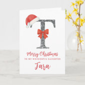 Personalisierte Weihnachtskarte - Buchstabe T Karte (Gelbe Blume)