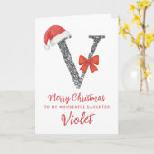 Personalisierte Weihnachtskarte - Buchstabe V Karte (Gelbe Blume)