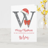 Personalisierte Weihnachtskarte - Buchstabe W Karte (Gelbe Blume)