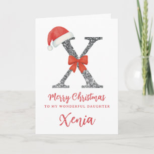 Personalisierte Weihnachtskarte - Buchstabe X Karte