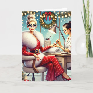 Personalisierte Weihnachtskarte für Nail Salon-Kun Feiertagskarte