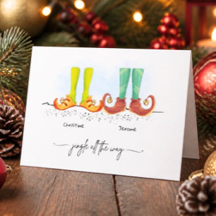 Personalisierte Weihnachtskarte für Paare mit Elf- Karte