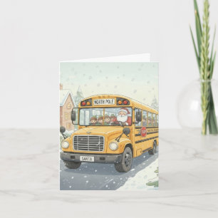 Personalisierte Weihnachtskarte für Schulbusfahrer Feiertagskarte