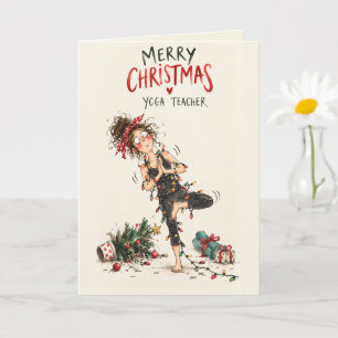 Personalisierte Weihnachtskarte für Yoga-Lehrer lu Karte
