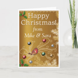 Personalisierte Weihnachtskarte Gold Feiertagskarte