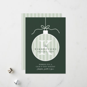 Personalisierte Weihnachtskarte mit gestreiftem Mo Feiertagskarte