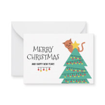 Personalisierte Weihnachtskarte mit Katze als Weih