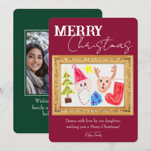 Personalisierte Weihnachtskarte mit Kinderkunst &  Einladung