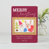 Personalisierte Weihnachtskarte mit Kinderkunst &  Einladung (Stehend Vorderseite)