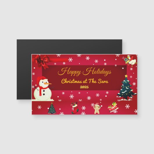 Personalisierte Weihnachtskarte mit Namen Magnetkarte (Vorne/Hinten)