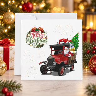 Personalisierte Weihnachtskarte mit Santa im Vinta Karte