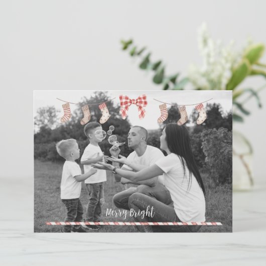 Personalisierte Weihnachtskarte mit Socken Einladung (Stehend Vorderseite)