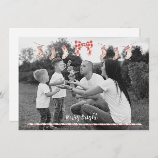 Personalisierte Weihnachtskarte mit Socken Einladung (Vorne/Hinten)