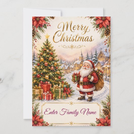 Personalisierte Weihnachtskarte mit Weihnachtsmann Feiertagskarte (Vorderseite)