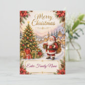 Personalisierte Weihnachtskarte mit Weihnachtsmann Feiertagskarte (Stehend Vorderseite)